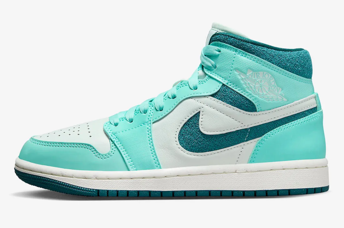 Air Jordan 1 Mid Teal Chenille Bleached Turquoise Barely Green Sail DZ3745-300