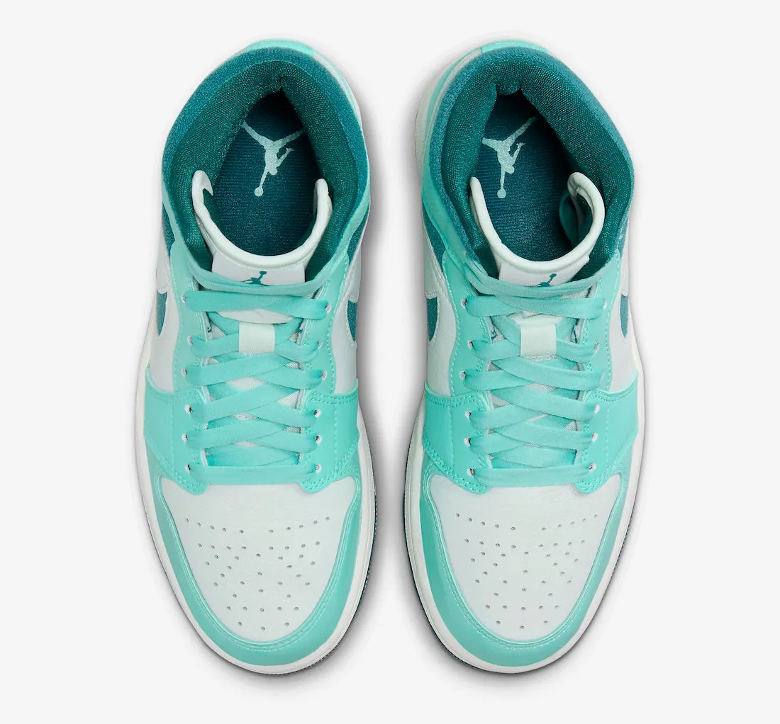 Air Jordan 1 Mid Teal Chenille Bleached Turquoise Barely Green Sail DZ3745-300