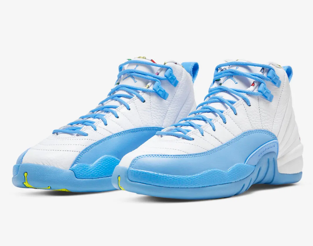 Air Jordan 12 Retro Emoji GS White Lemon Venom Vivid Sulfur University Blue DQ4365-114