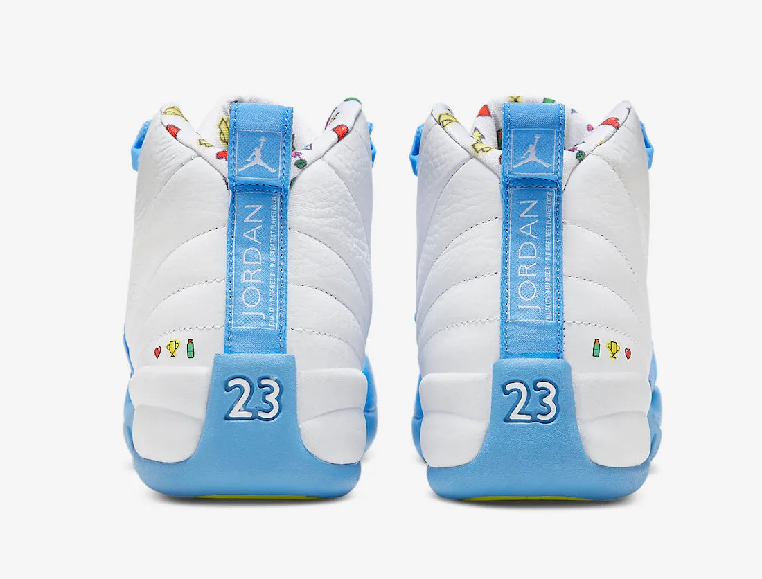 Air Jordan 12 Retro Emoji GS White Lemon Venom Vivid Sulfur University Blue DQ4365-114