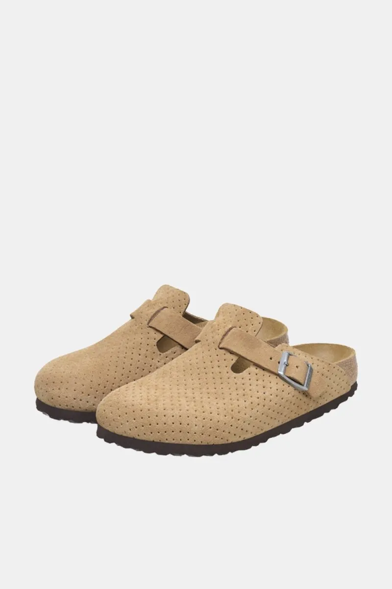 Birkenstock Boston BS Suede Embossed (Emboss Dots New Beige)