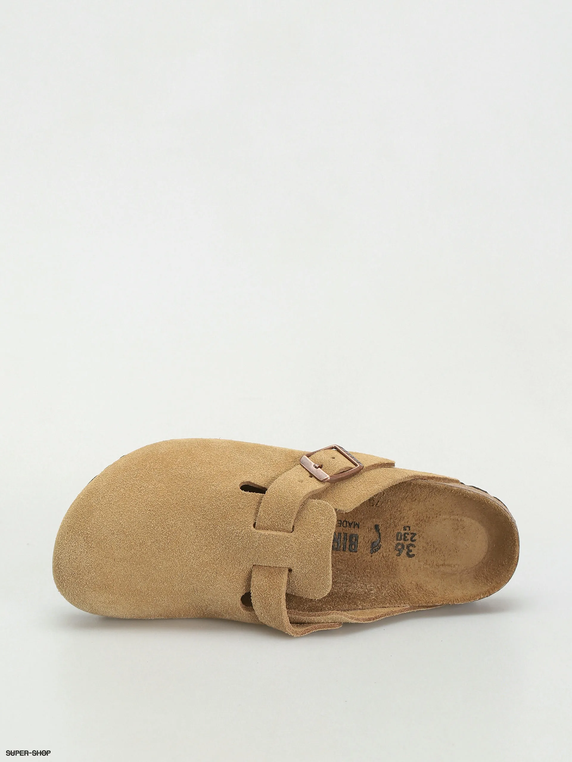 Birkenstock Boston Suede Leather Narrow Wmn Flip-flops (latte cream)