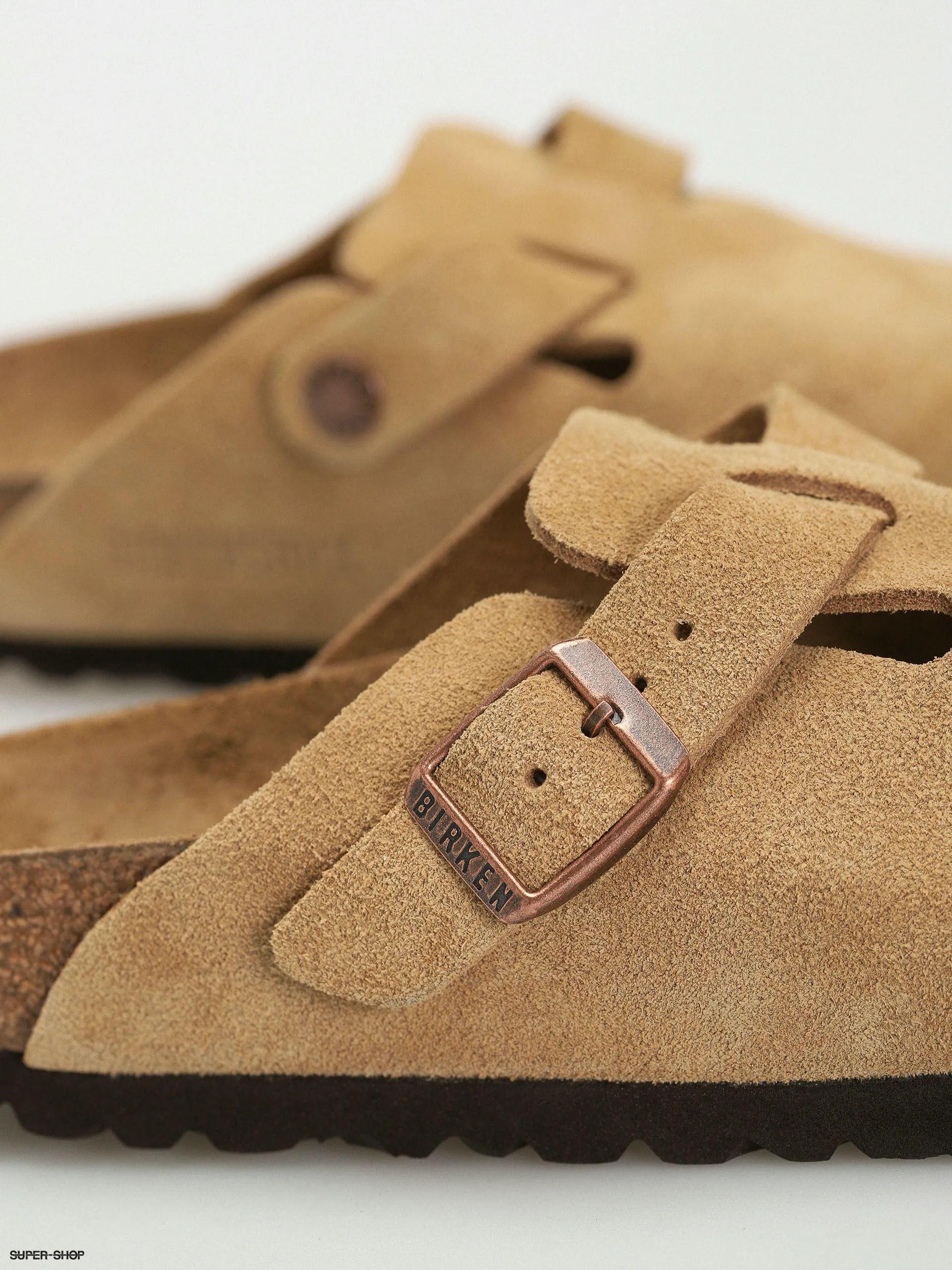 Birkenstock Boston Suede Leather Narrow Wmn Flip-flops (latte cream)