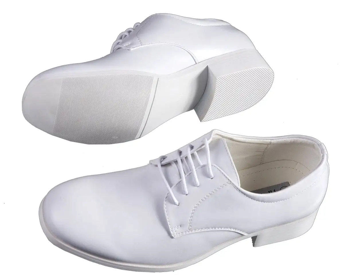 Boys Matte White Round Toe Dress Shoe