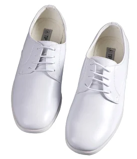 Boys Matte White Round Toe Dress Shoe