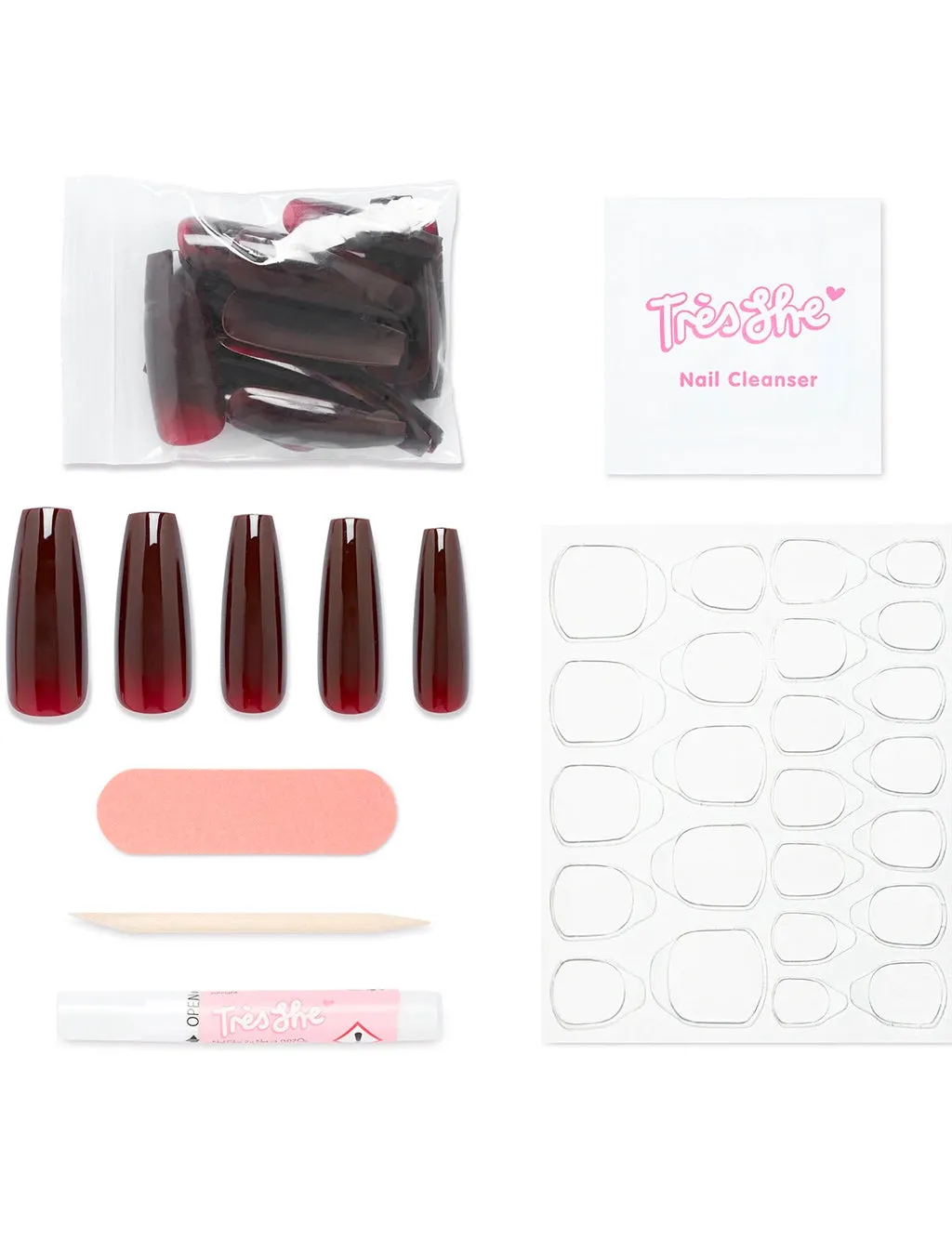 FALSE NAIL SET - CHERRY COLA - ULTRA LONG