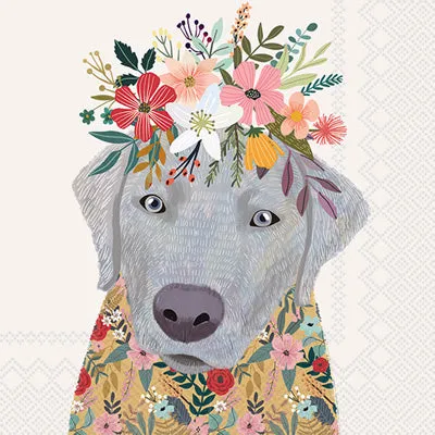 Floral Dog Cocktail Napkins