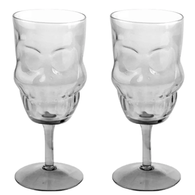 Glass Skull Head Shaped Set of 2 Wine Glasses SK342