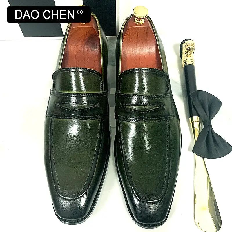 GREEN SLIP ON OFFICE WEDDING SHOES MAN DRESS SHOES