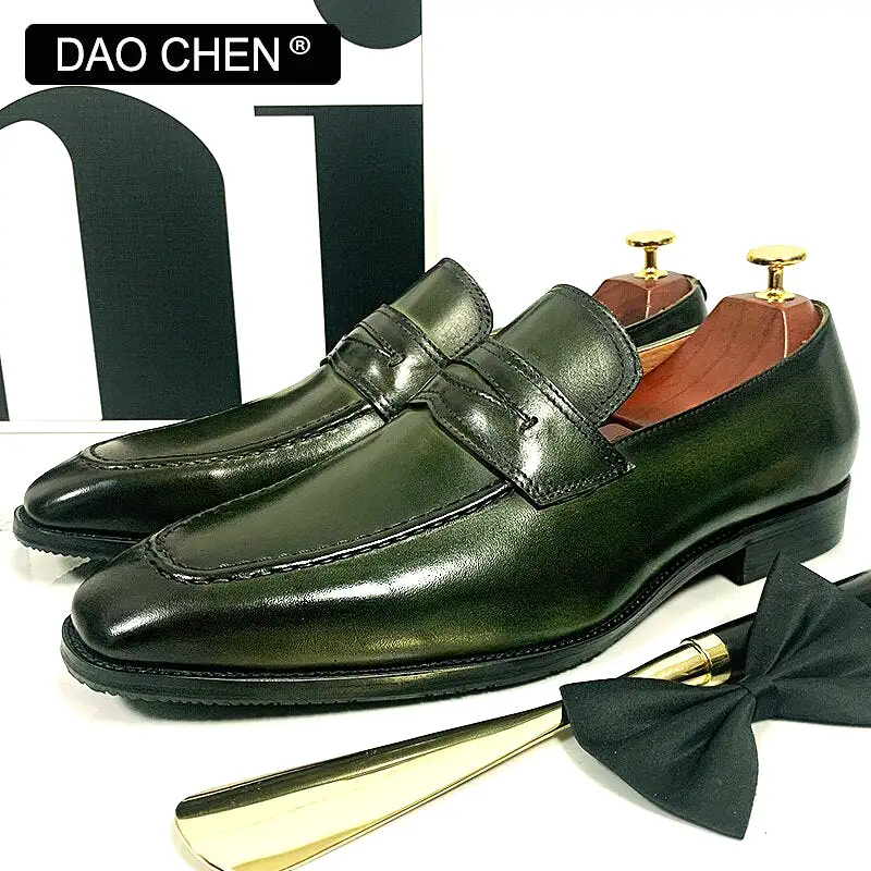 GREEN SLIP ON OFFICE WEDDING SHOES MAN DRESS SHOES