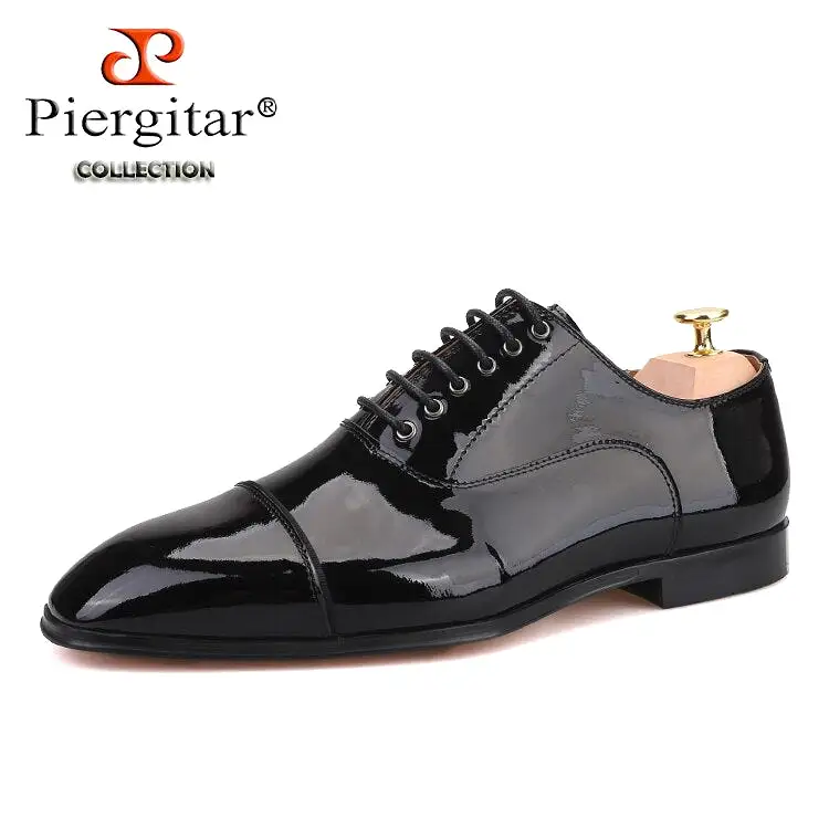 Handmade Black Parent Leather Men Dress Shoes