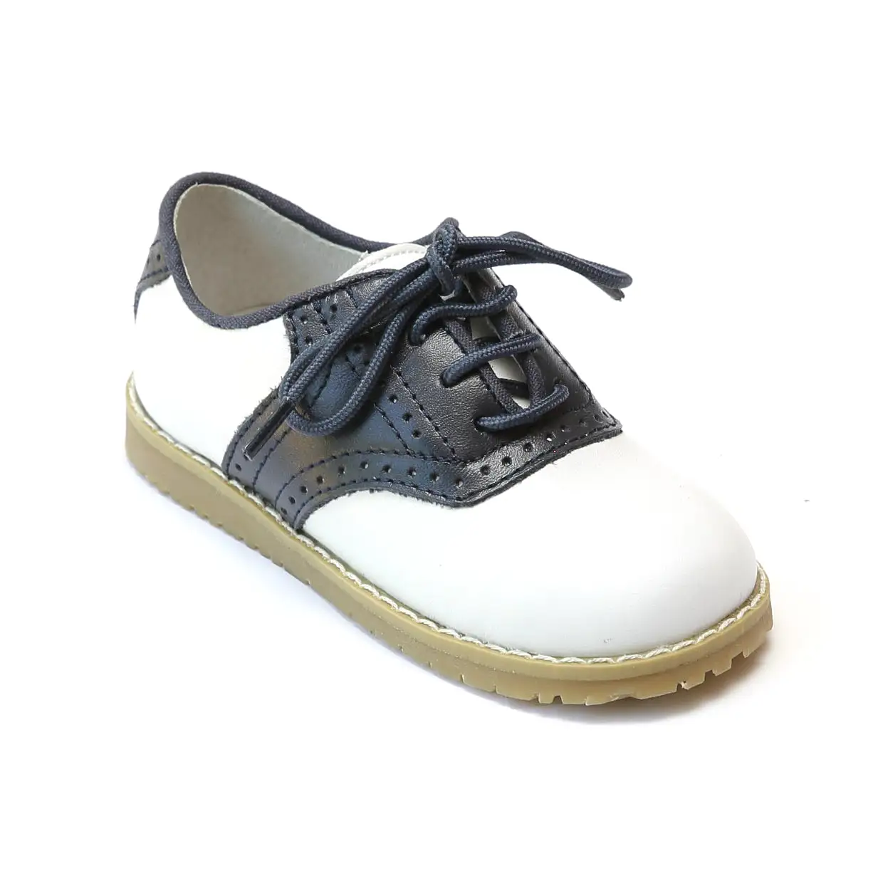 L'Amour Boys 042 White/Navy Leather Oxfords