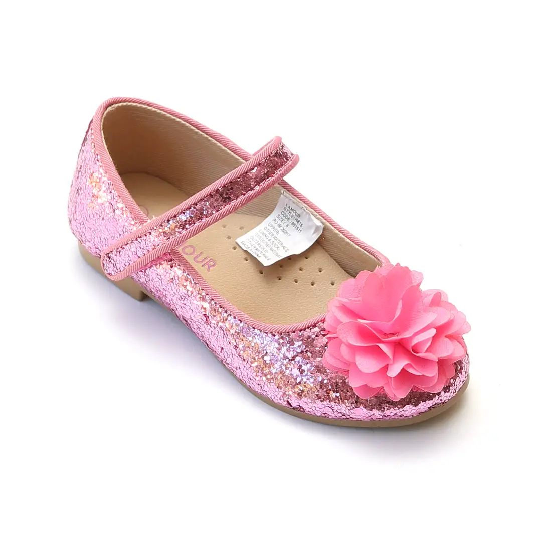 L'Amour Girls Glitter Special Occasion Flats