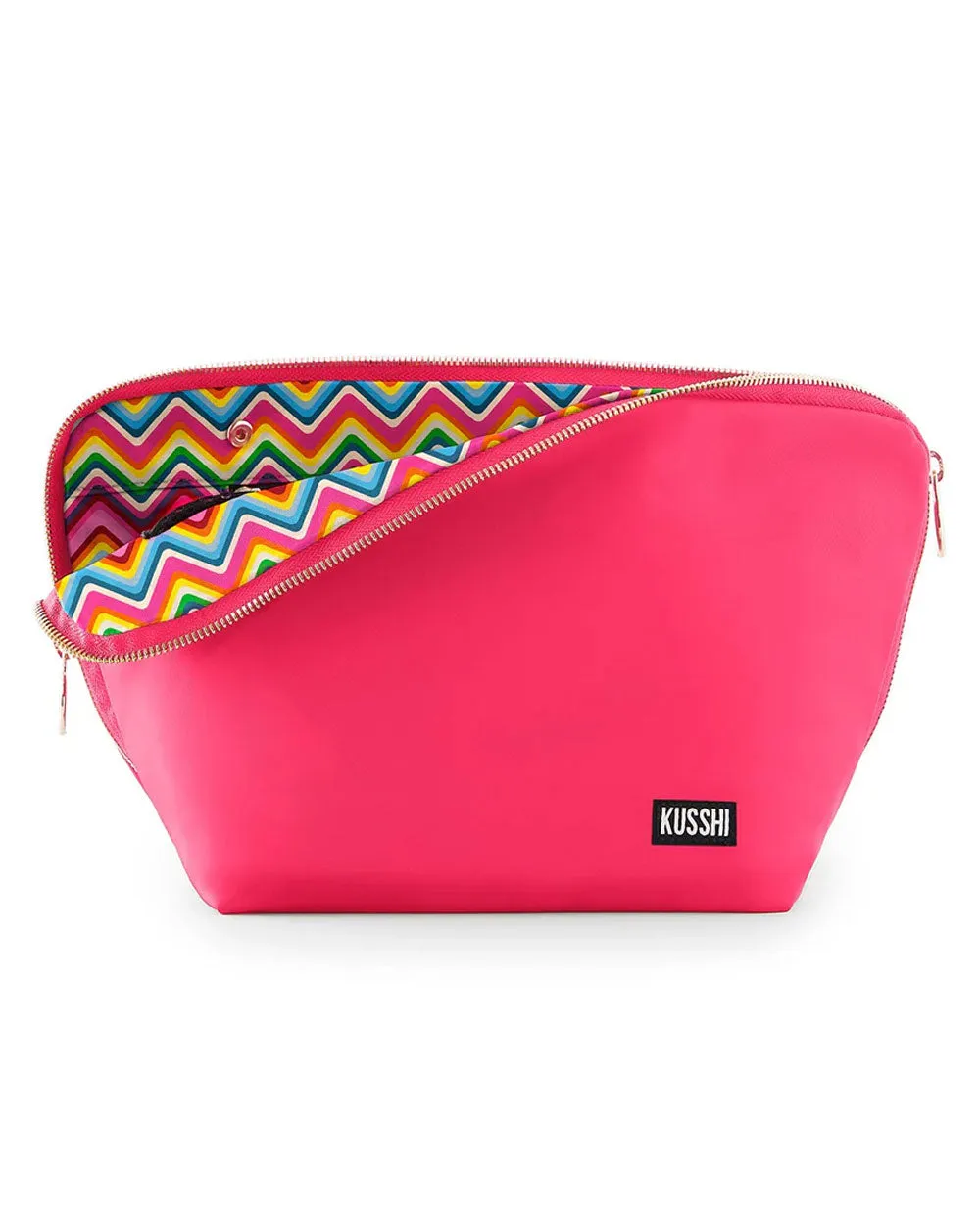 Large Vacationer Makeup Bag in Pink and Chevron