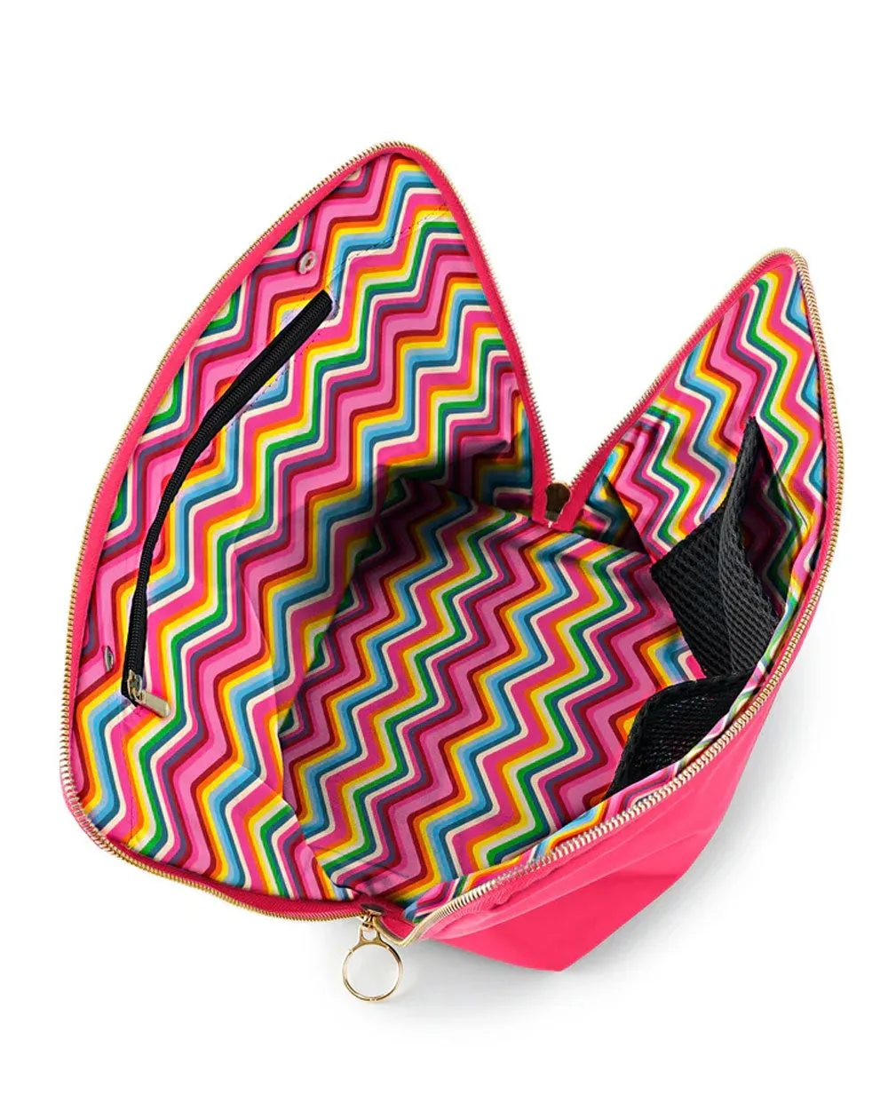 Large Vacationer Makeup Bag in Pink and Chevron