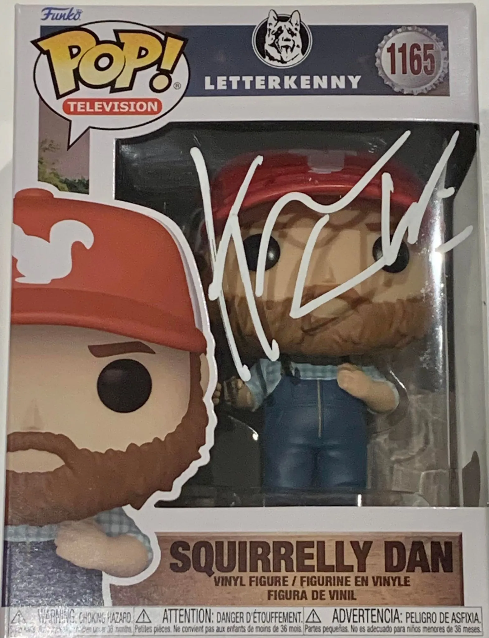 Letterkenny K. Trevor Wilson Autographed Squirrelly Dan Funko Pop Vinyl Figure (White Ink)