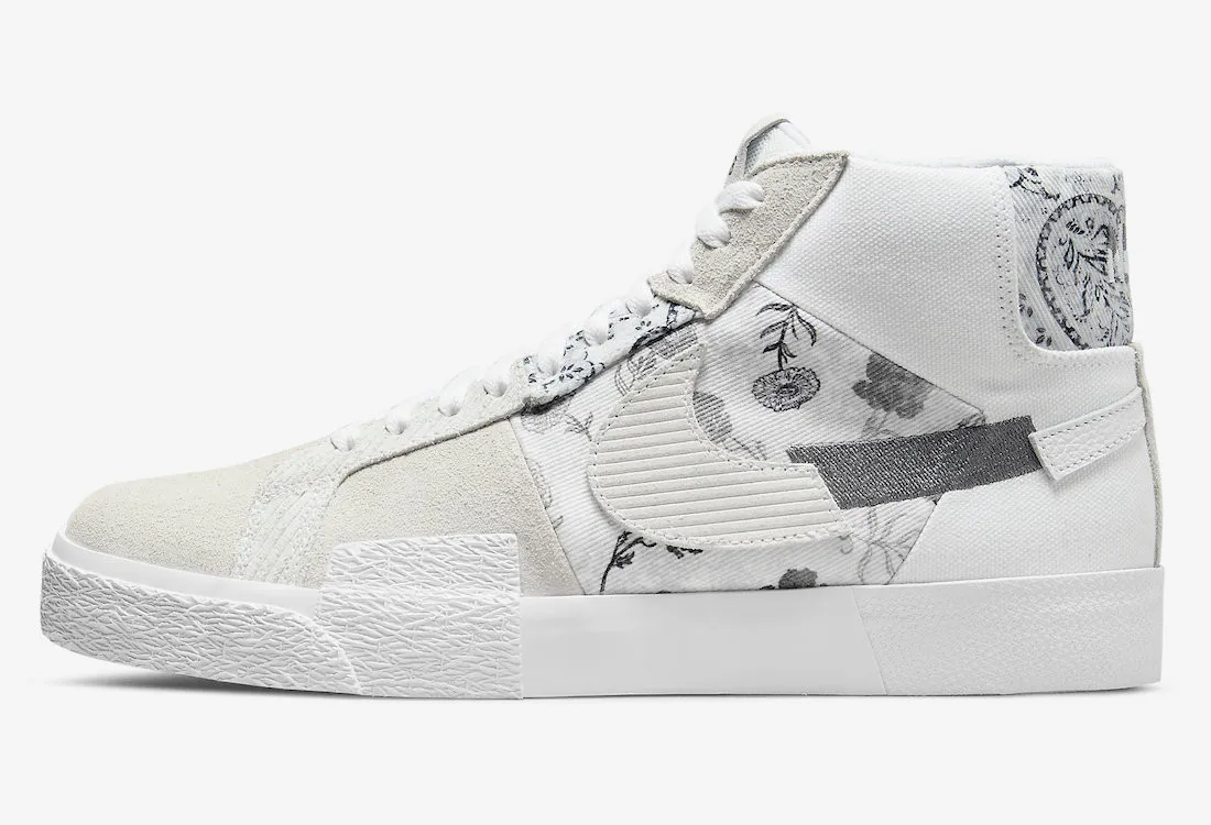 Nike SB Zoom Blazer Mid Edge Floral Paisley White Grey DM0859-100