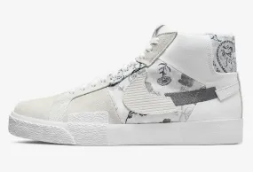 Nike SB Zoom Blazer Mid Edge Floral Paisley White Grey DM0859-100