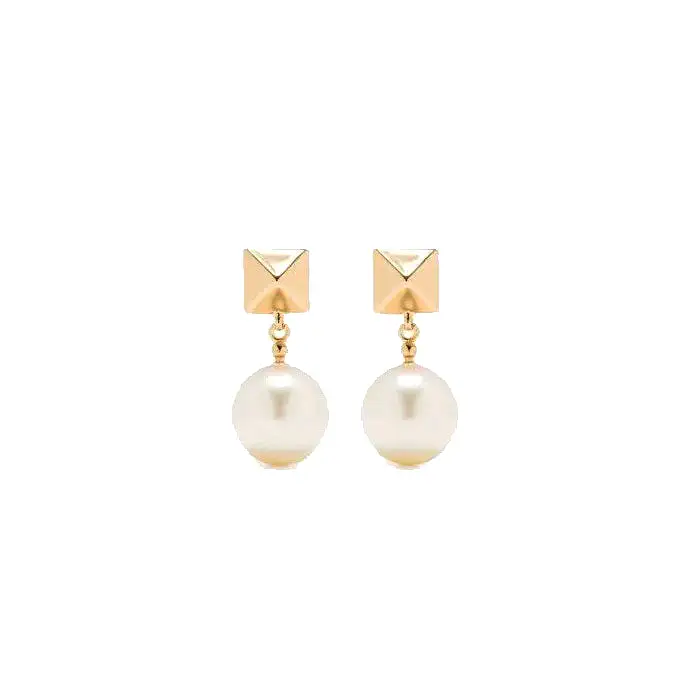 One Stud Pearl Drop Earrings