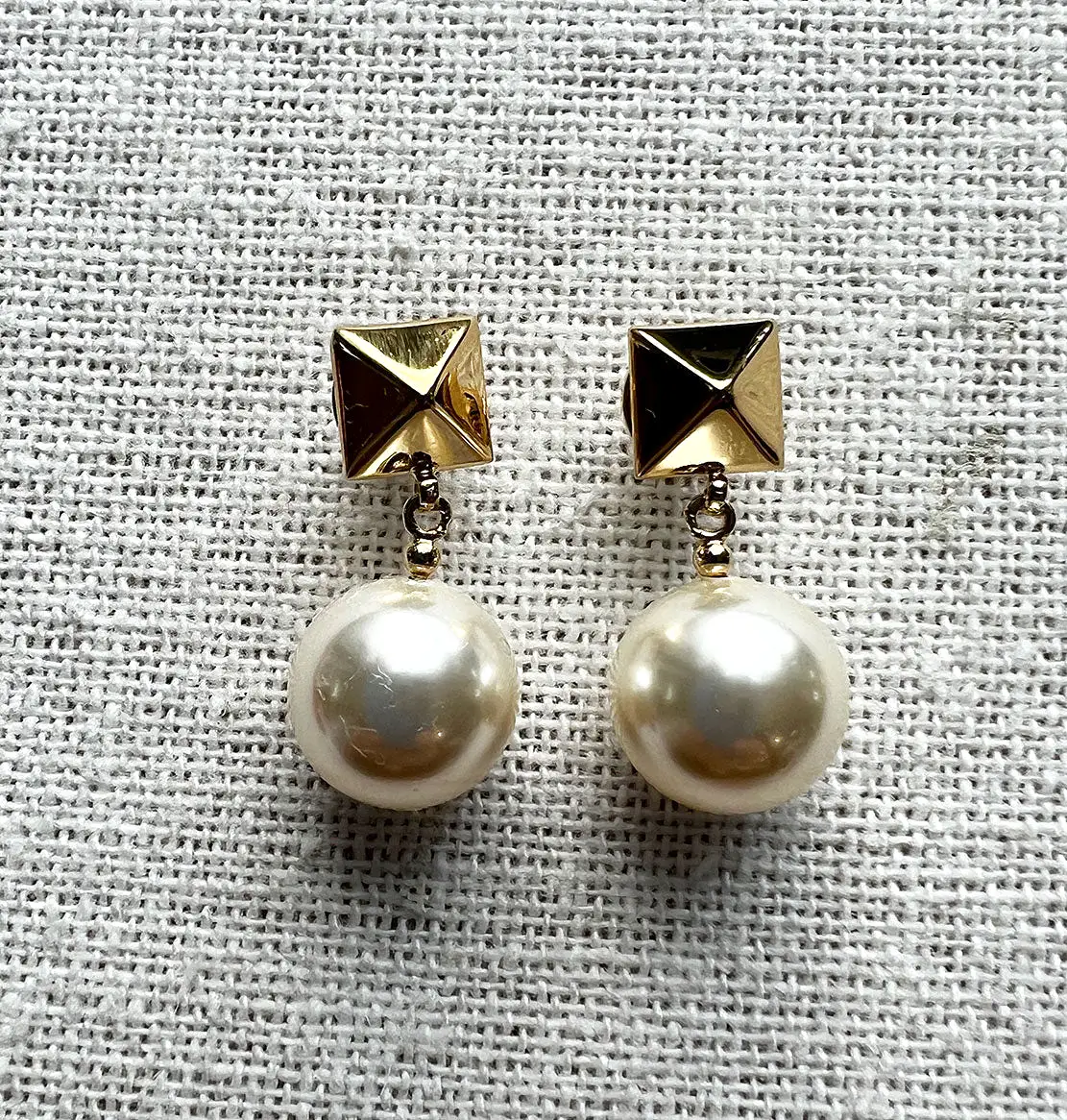 One Stud Pearl Drop Earrings