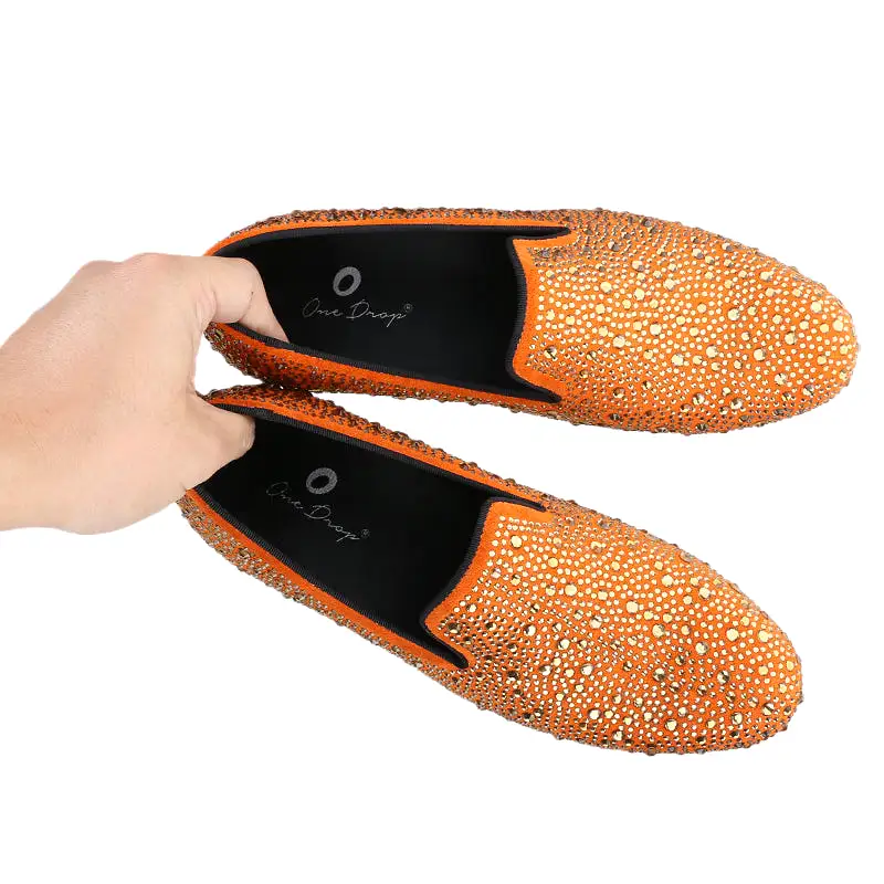 OneDrop Dress Shoes Full Rhinestone Handmade Men Wedding Prom Party Loafers