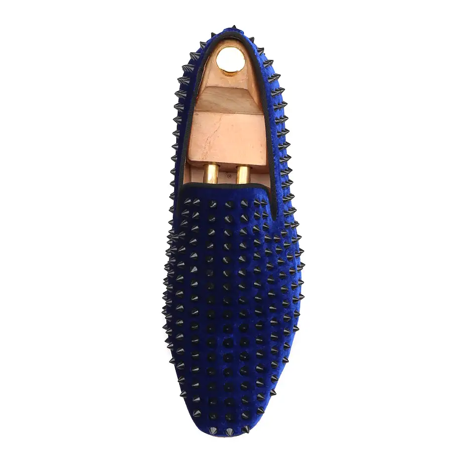 OneDrop Handmade Men Leather Velvet Spikes Dress Shoes Party Wedding And Prom Loafers