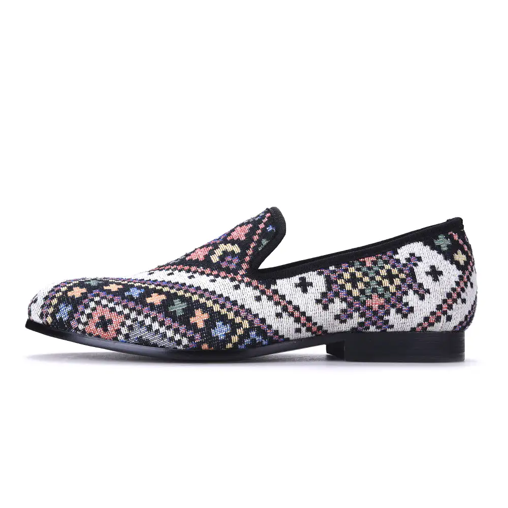 OneDrop Handmade Mixed Colors Men Flats Ethnic Lattice Dress Shoes Party Wedding Prom Loafers