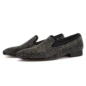 OneDrop Handmade Rhinestone Men Suede Dress Shoes Party Wedding Prom Loafers