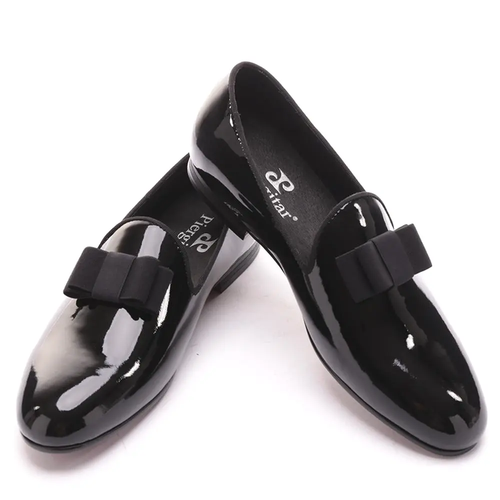 OneDrop Patent Leather Men Handmade Dress Shoes Bowtie Banquet Wedding Party Prom Loafers