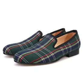 OneDrop Scotch Plaids Fabric Handmade Men Dress Shoes Wedding Party Banquet Prom Loafers