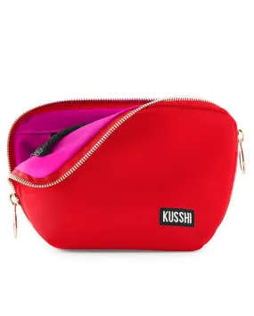 Small Everyday Makeup Bag in Red and Pink