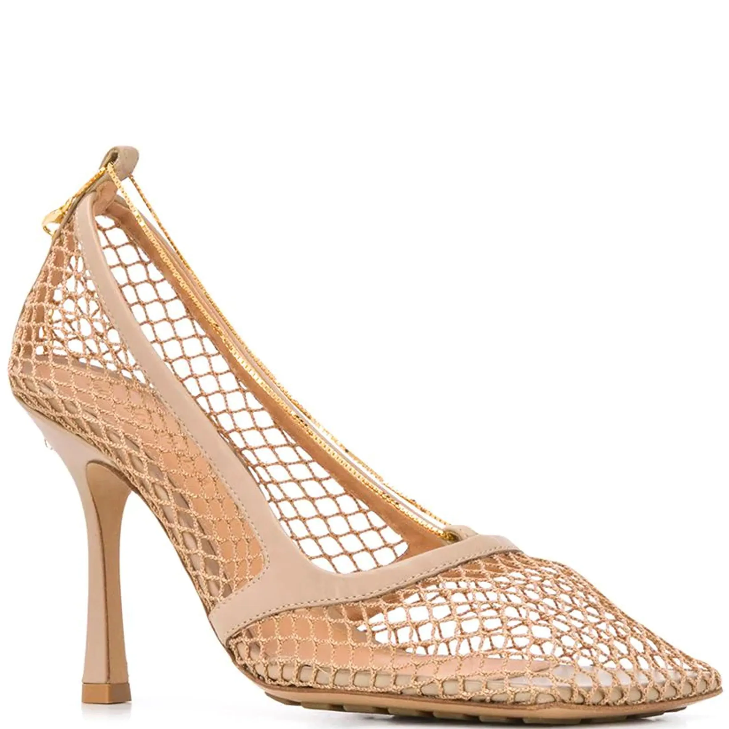 Stretch Mesh Square Sandals 90, Beige