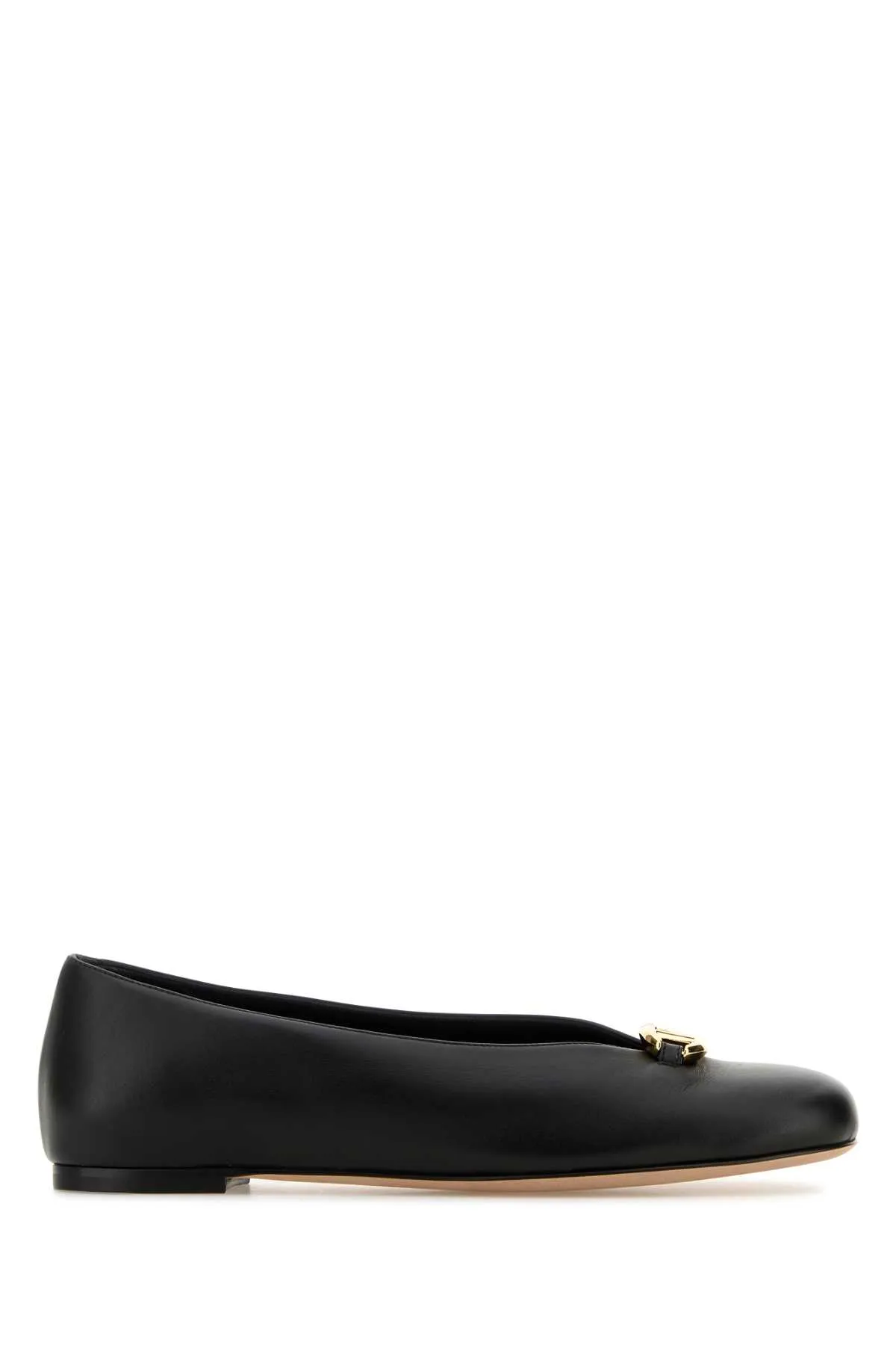 Valentino Garavani Black Leather Vlogo Ballerinas