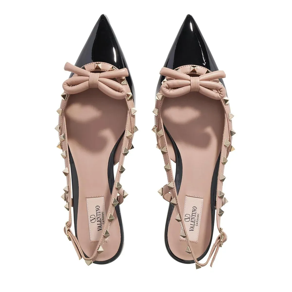 Valentino Garavani  Rockstud Bow T.05 Ballerina Nero Rose