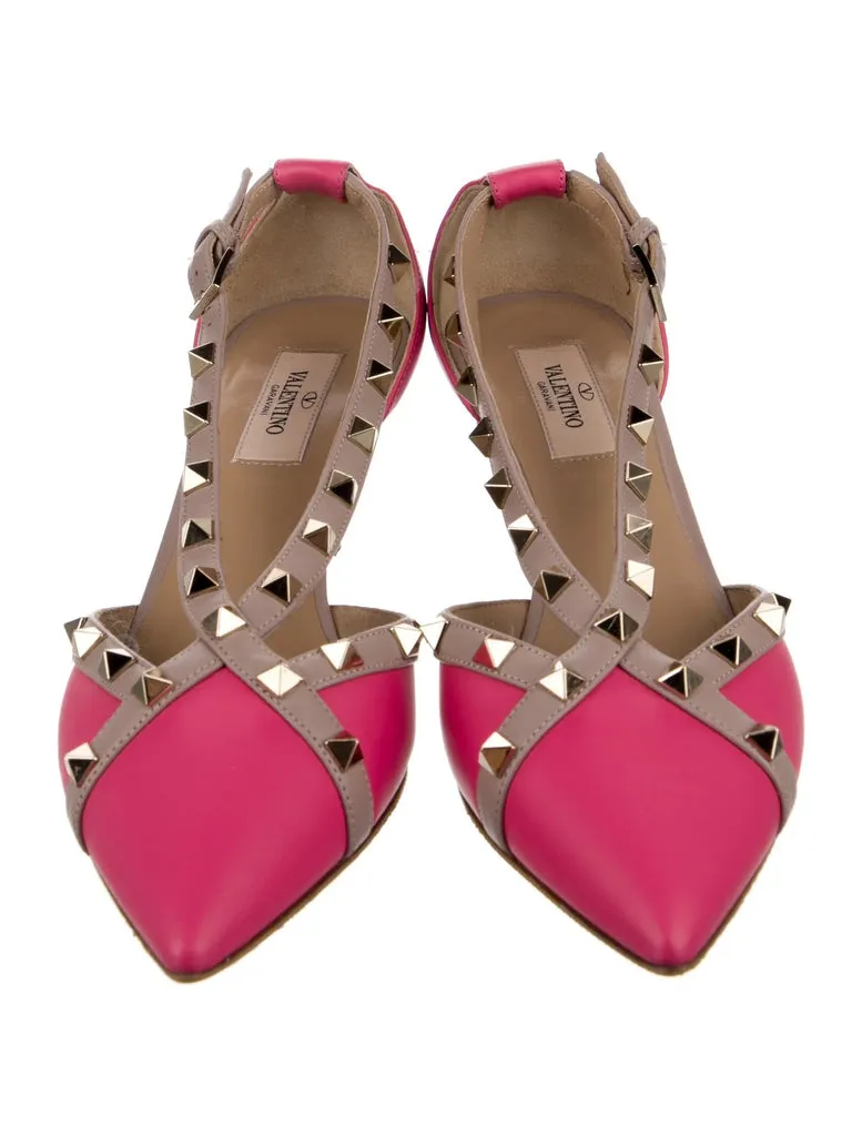 VALENTINO GARAVANI ROCKSTUD LEATHER SLINGBACK PUMPS