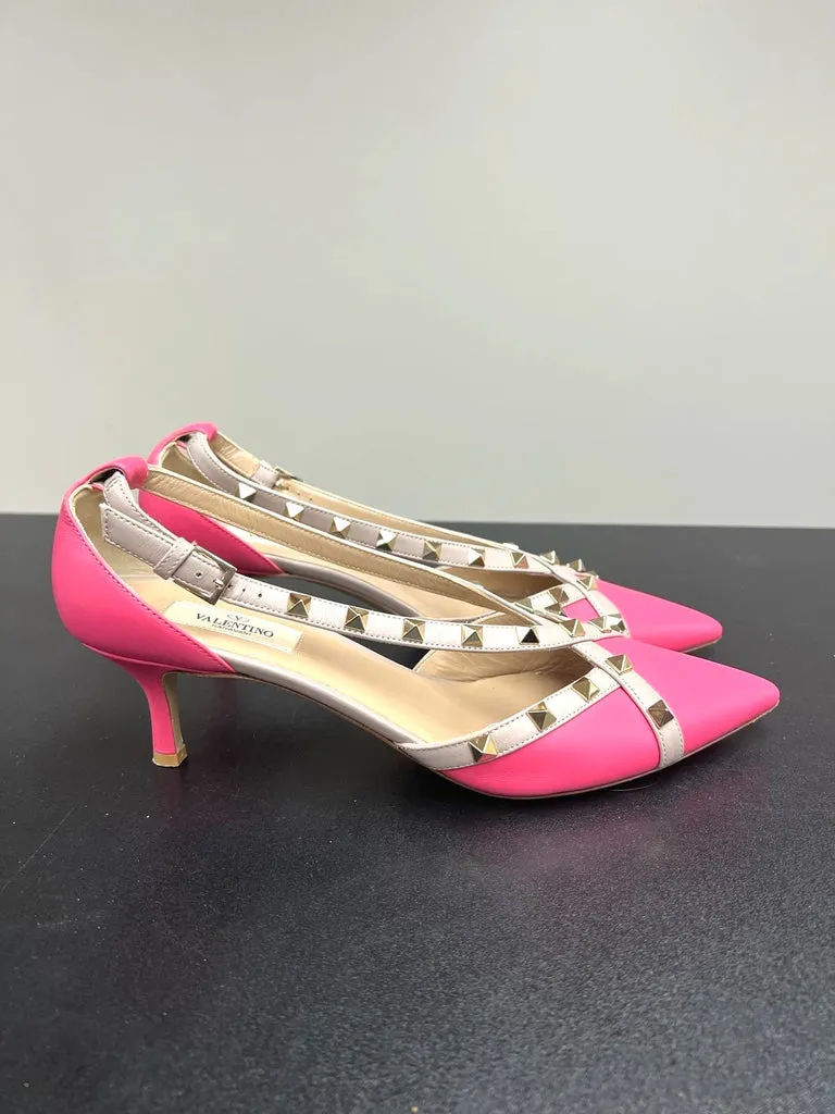 VALENTINO GARAVANI ROCKSTUD LEATHER SLINGBACK PUMPS