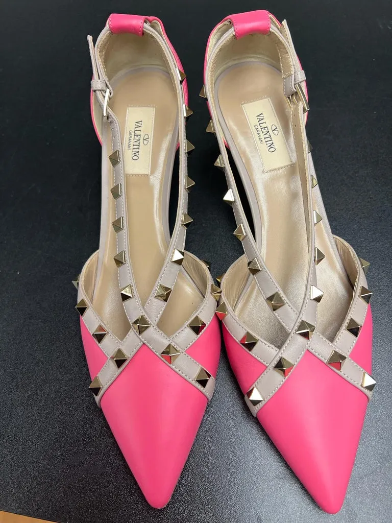 VALENTINO GARAVANI ROCKSTUD LEATHER SLINGBACK PUMPS