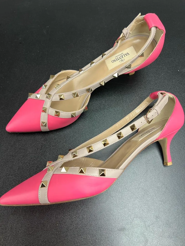 VALENTINO GARAVANI ROCKSTUD LEATHER SLINGBACK PUMPS