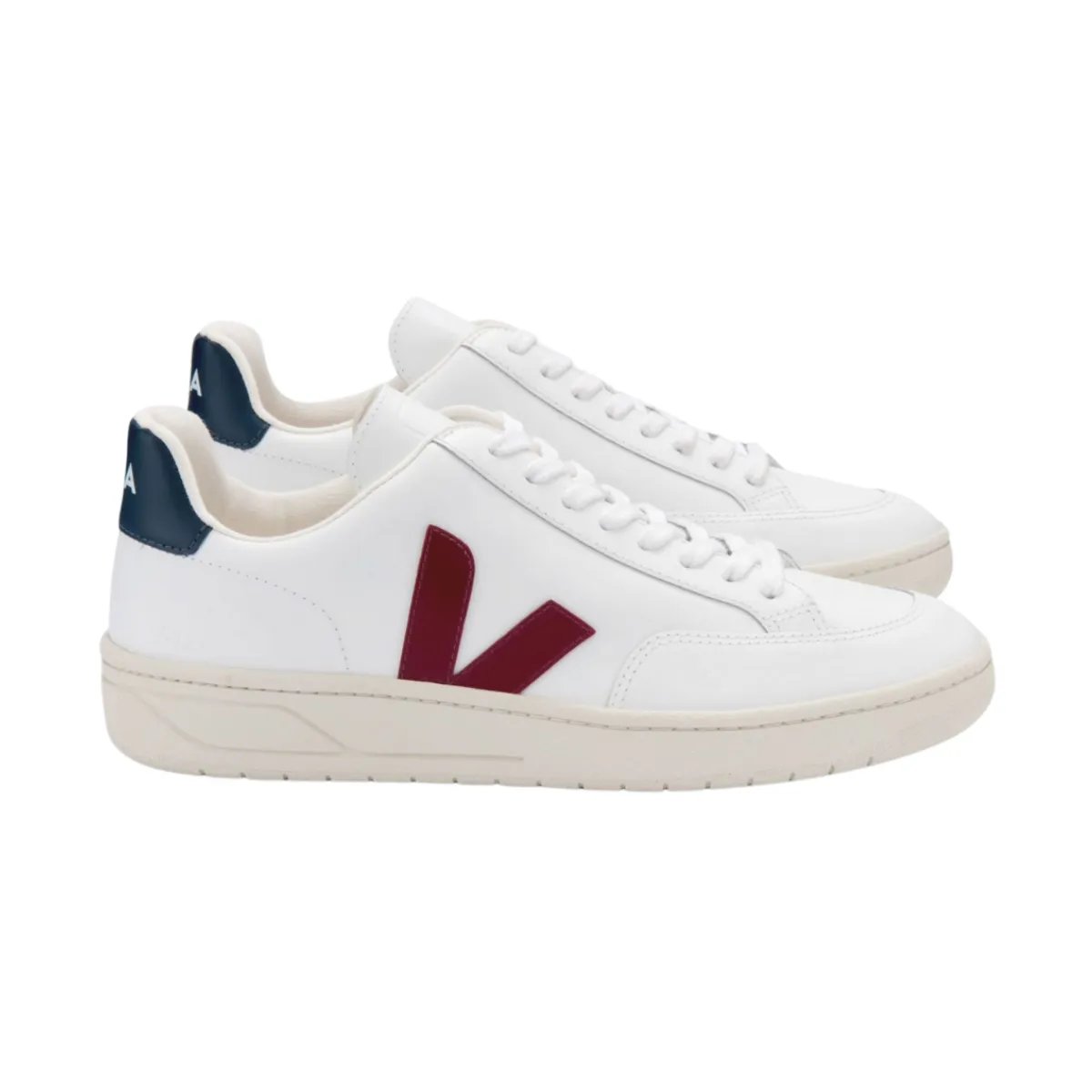 Veja   V-12 Leather Extra-White Marsala Nautico (unisex)