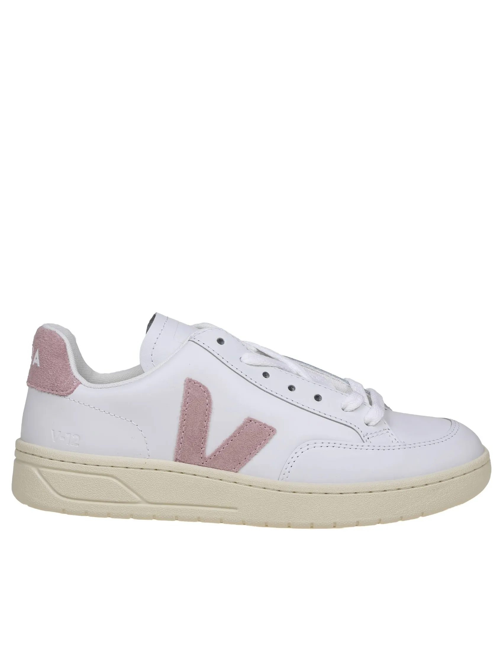 VEJA V 12 SNEAKERS IN WHITE/PINK LEATHER