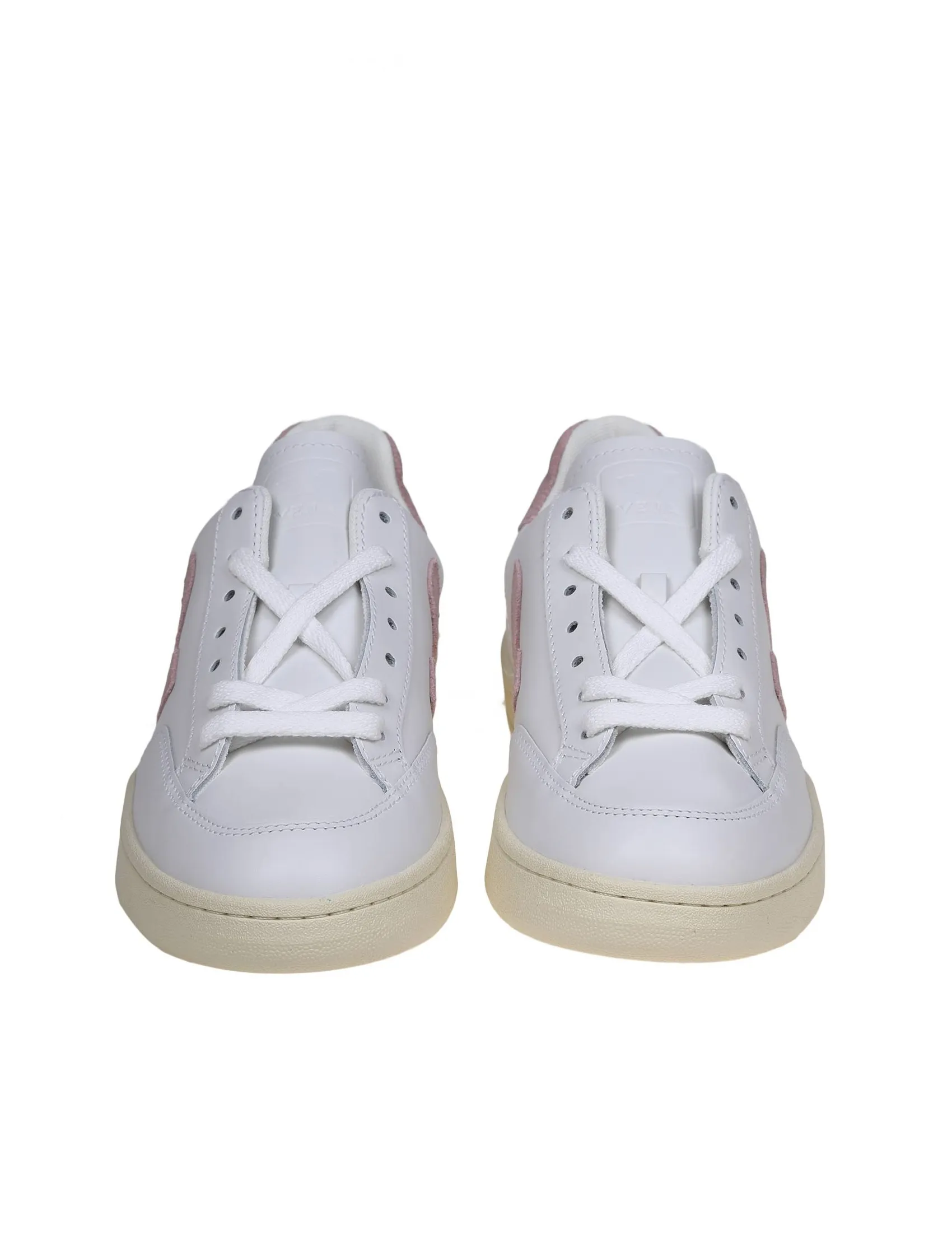 VEJA V 12 SNEAKERS IN WHITE/PINK LEATHER