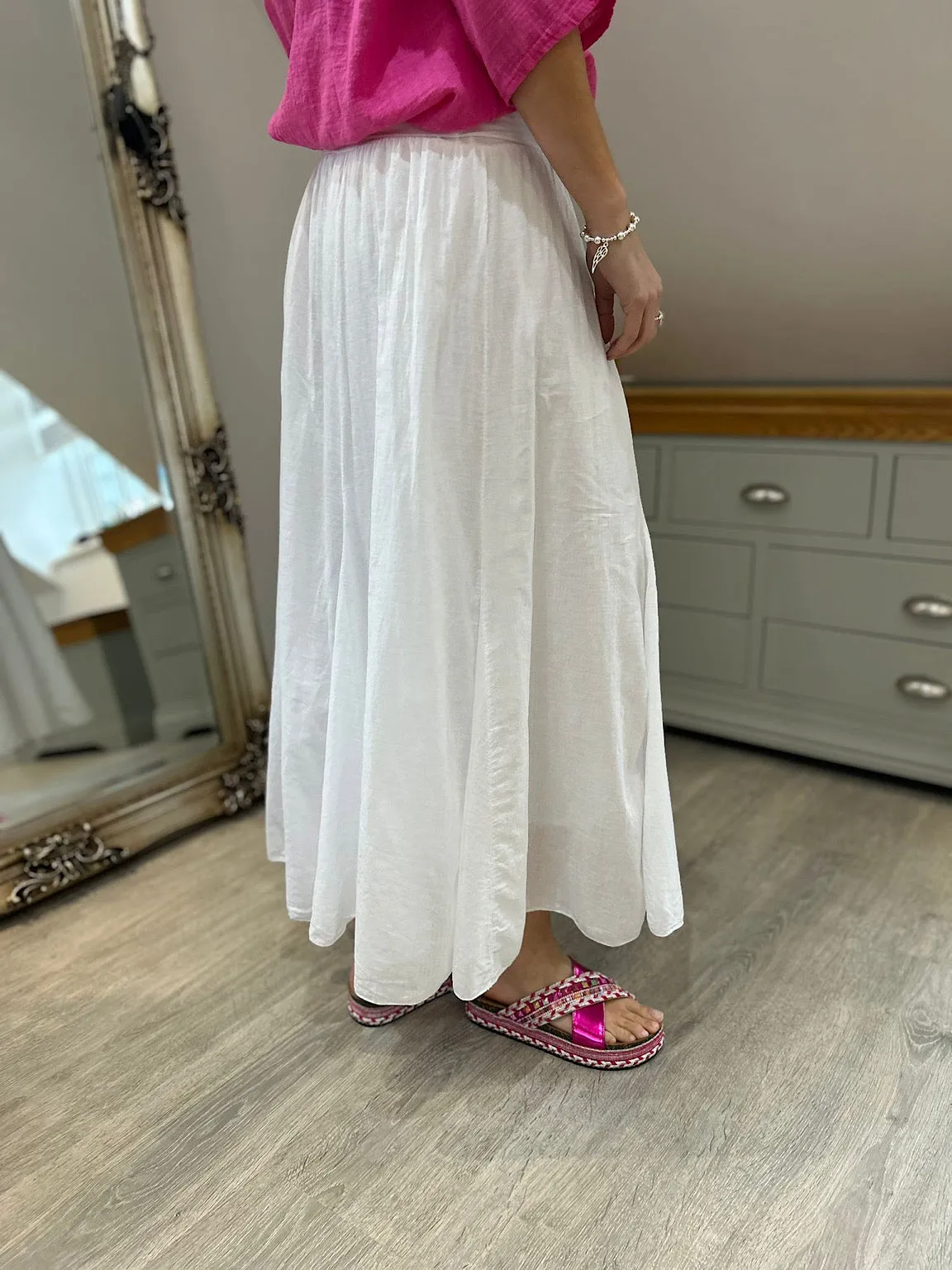 White Flow Long Skirt