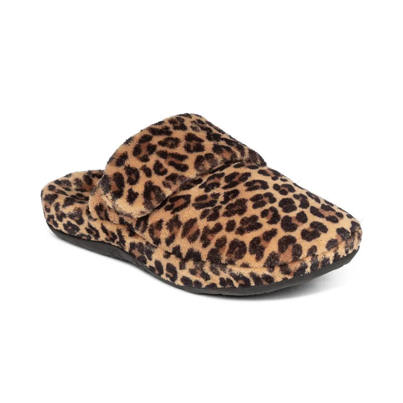 Women's Aetrex Mandy Closed Toe Slipper Color: Leopard