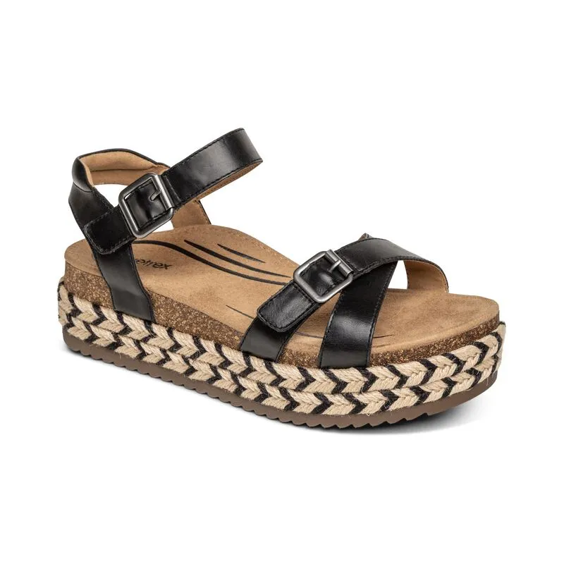 Women's Aetrex Paula Platform Sandal Color: Black