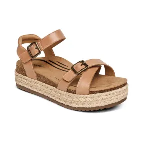 Women's Aetrex Paula Platform Sandal Color: Camel