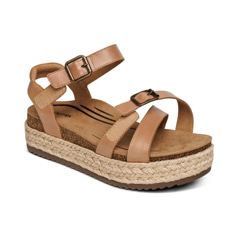 Women's Aetrex Paula Platform Sandal Color: Camel