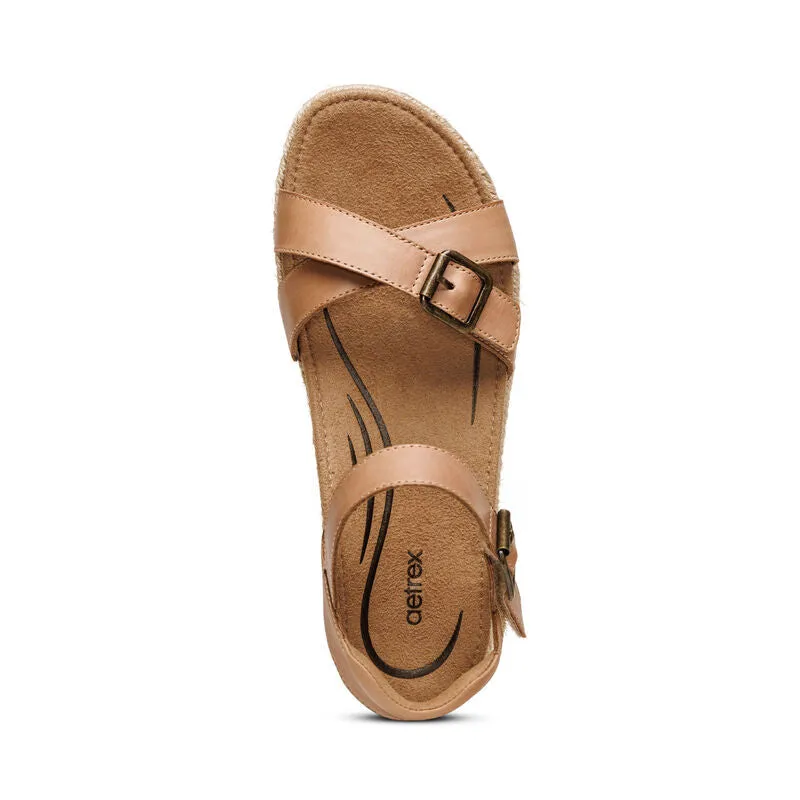 Women's Aetrex Paula Platform Sandal Color: Camel