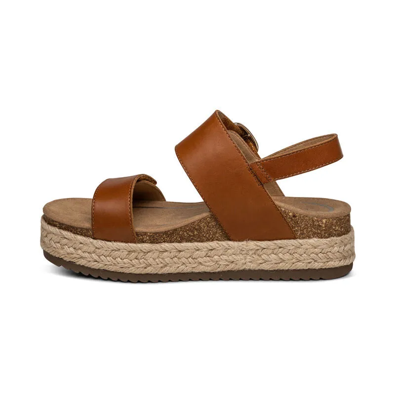 Women's Aetrex Vania Arch Support Platform Sandal Color: Cognac