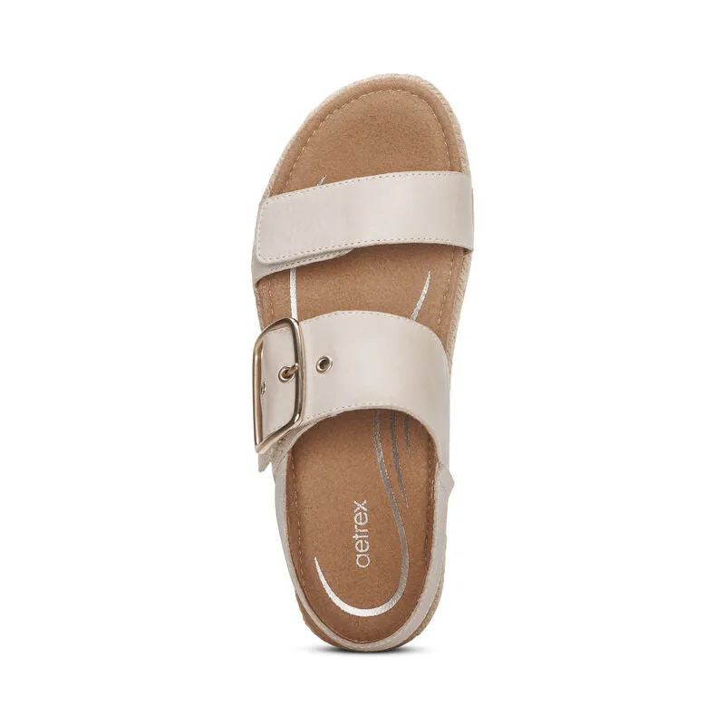 Women's Aetrex Vania Arch Support Platform Sandal Color: Cream