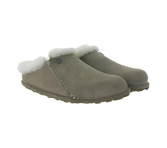 Zapatillas de mujer BIRKENSTOCK Zermatt de piel auténtica con forro de piel Made in Germany ancho estrecho 1023144 Gris